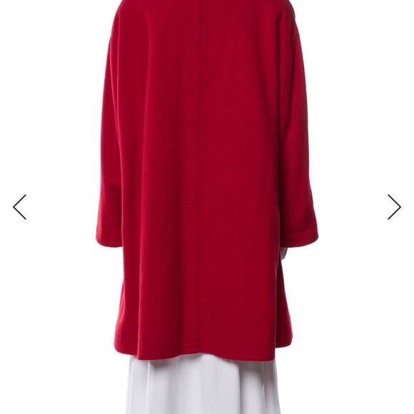 Aquascutum Red Wool Trench Coat Women’s Size M Medium Luxury Winter Overcoat - Picture 3 of 3